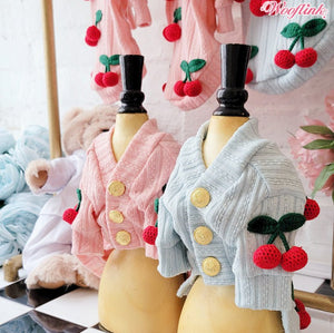 Wooflink Cherry Knit Cardigan - Pink - Posh Puppy Boutique