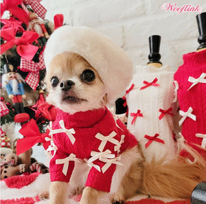 Wooflink Cute Little Bows Turtleneck in Red - Posh Puppy Boutique