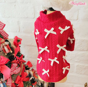 Wooflink Cute Little Bows Turtleneck in Red - Posh Puppy Boutique
