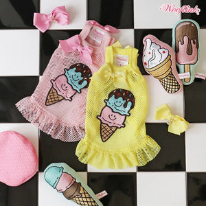 Wooflink Ice Cream Mesh Mini Dress in Pink - Posh Puppy Boutique