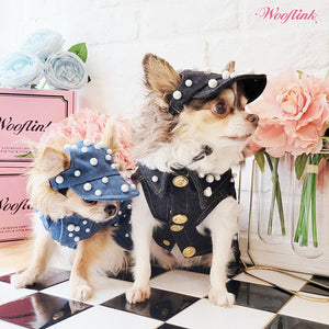 Wooflink My Pearl Denim Vest in Blue - Posh Puppy Boutique