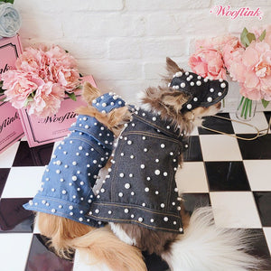 Wooflink My Pearl Denim Vest in Blue - Posh Puppy Boutique