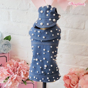 Wooflink My Pearl Denim Vest in Blue - Posh Puppy Boutique