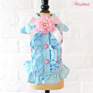 Wooflink Ruffle Shirt in Blue - Posh Puppy Boutique