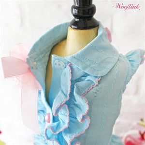 Wooflink Ruffle Shirt in Blue - Posh Puppy Boutique