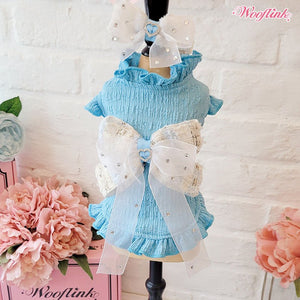 Wooflink Spring Moments Mini Dress in Blue - Posh Puppy Boutique