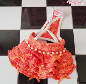 Wooflink Tweed Skirt 2 - Orange - Posh Puppy Boutique