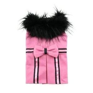 Wool Fur - Trimmed Dog Harness Coat - Pink - Posh Puppy Boutique