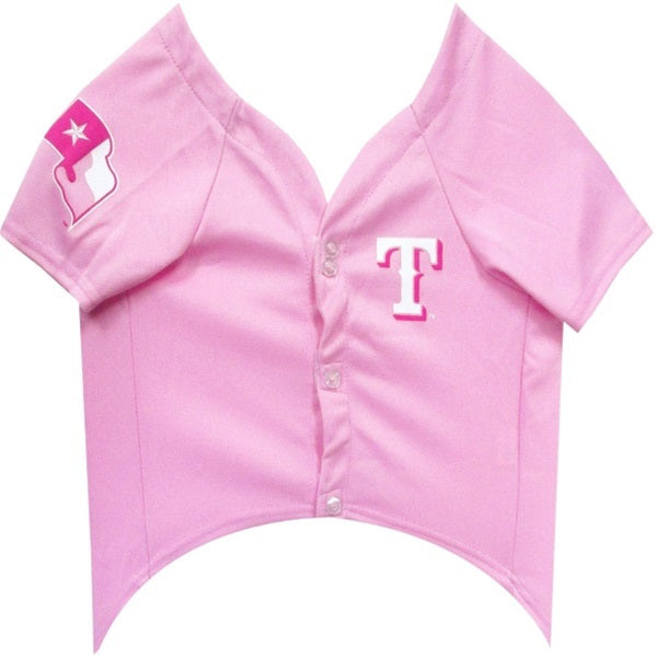 Pets First MLB Texas Rangers Baseball Pink Jersey - Licensed MLB Jersey -  Medium 