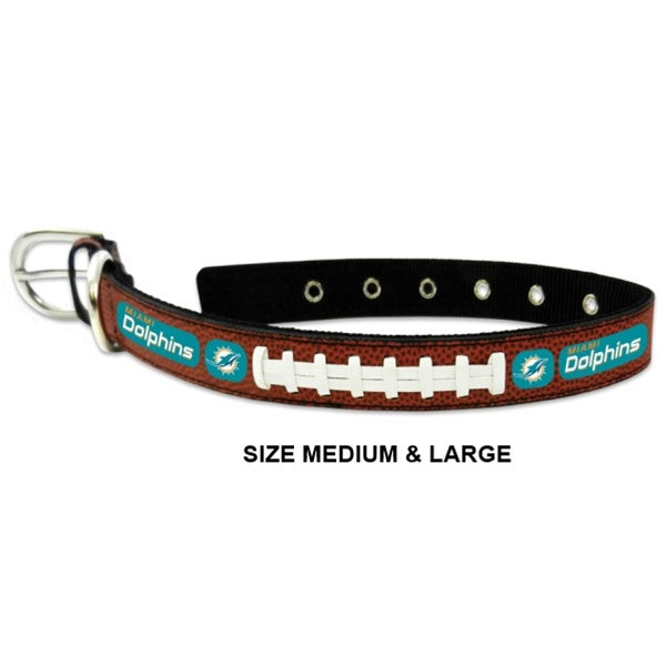 Miami Dolphins Classic Leather Football Collar - Small